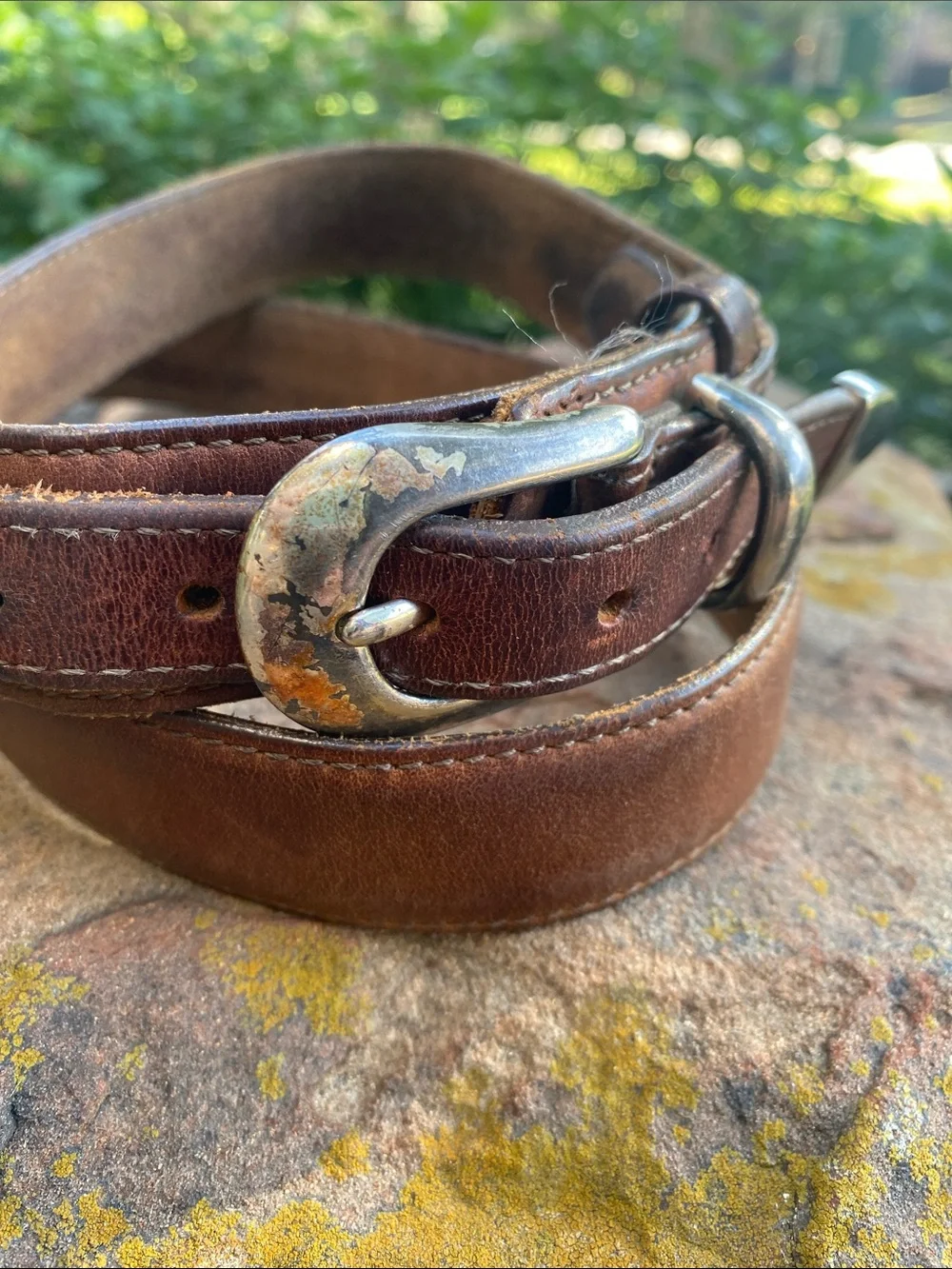 Unisex Brown Leather RANGER Belt with Solid Brass Buckle